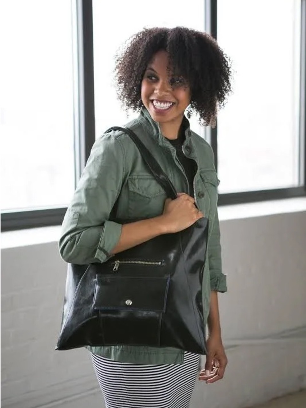 Crystalynn Kae Metier Vegan Leather Cruelty Free Tote Bag in Navy Blue
